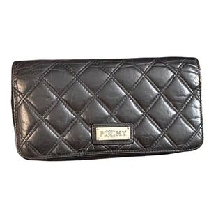 Vintage‎ CHANEL Paris New York PNY Lambskin Zip Around Long Wallet Black COA